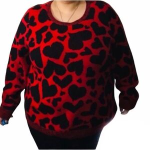 C&B Jacquard Hearts plus size pull over sweater